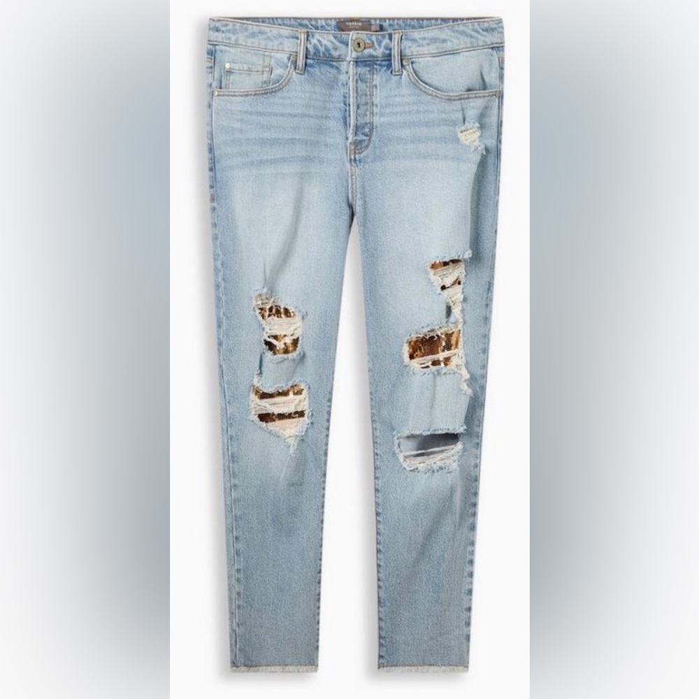 High-Rise Straight Vintage Stretch Mid-Rise Sequin Backed Jean